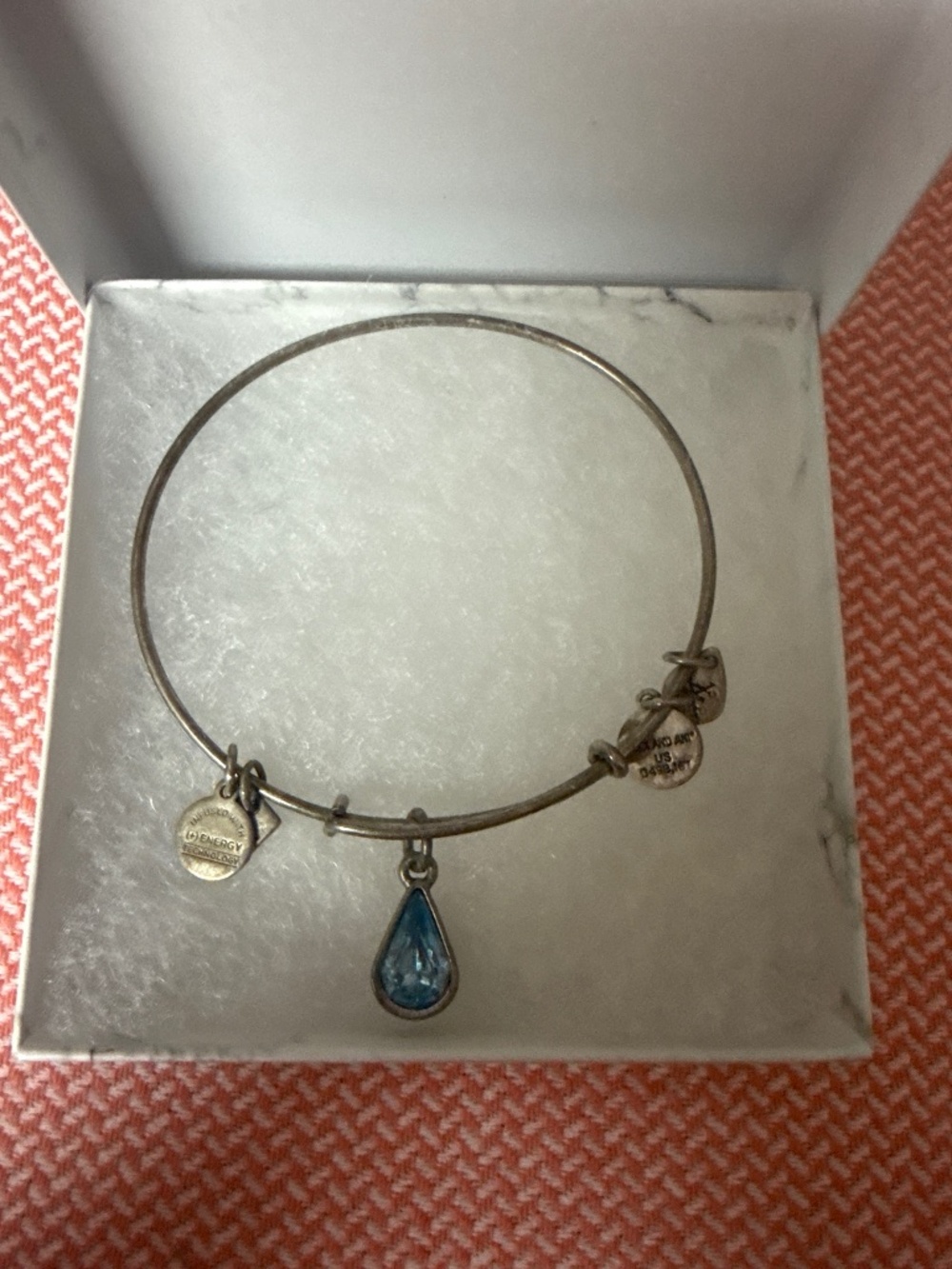 Alex and Ani Blue Tear Drop Charm Bracelet
